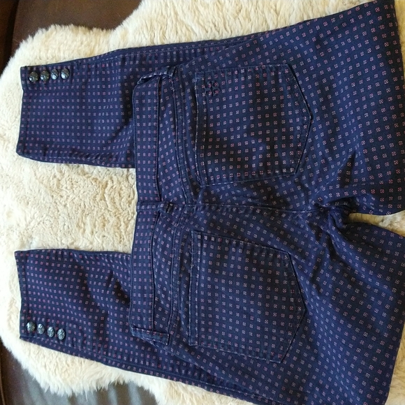 VGUC. Tory Burch pants size 26. 26"L. Navy and red print. - Picture 4 of 10